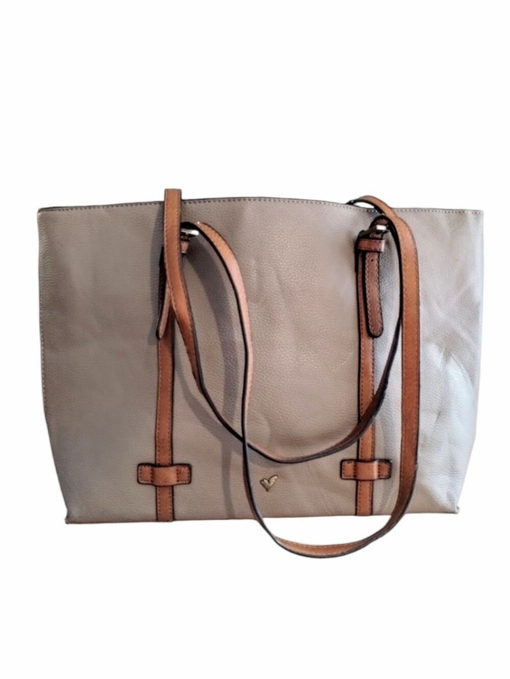Lily & Ivy Classic Pebbled Vegan Leather Tote Bag In Mushroom/Taupe